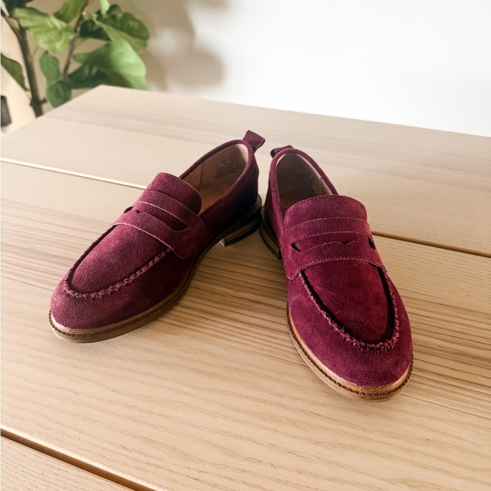 Kelsi Dagger Brooklyn Lens Penny Loafers Garnet Suede Women’s 5.5 Burgundy Wine - Picture 2 of 8